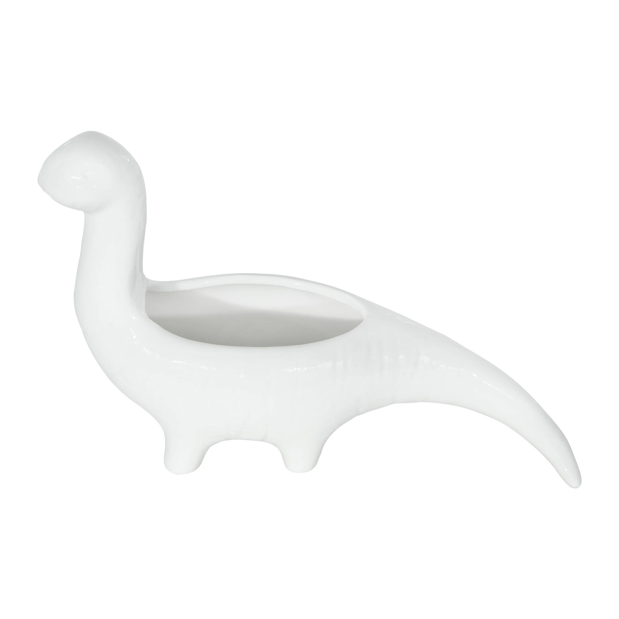 Hello Honey® 10" White Dinosaur Shaped Stoneware Planter